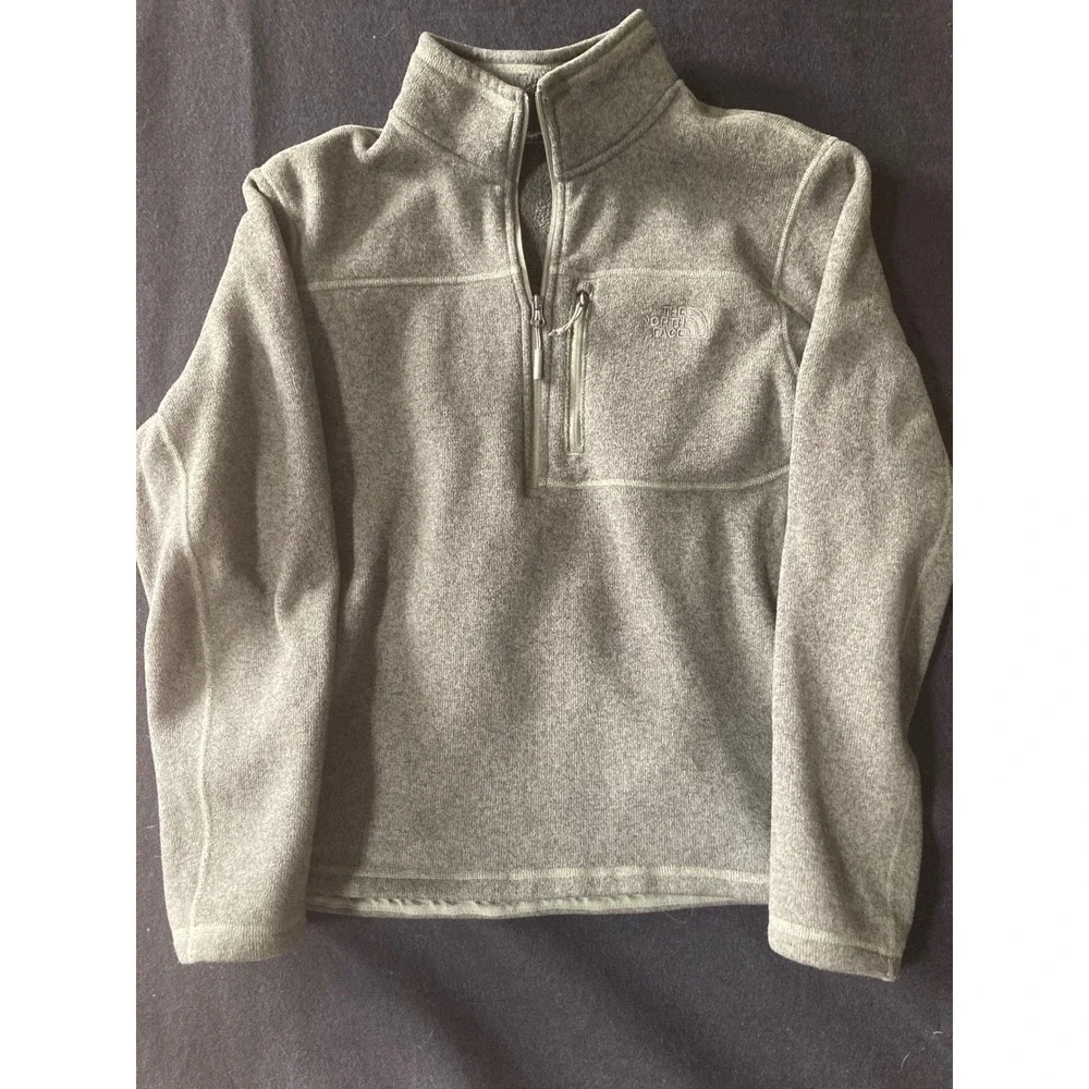 The North Face Mens Gordon Lyons Quarter Zip Fleece Pullover Olive Green Large